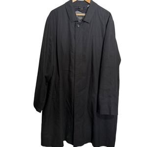 Sanyo Mens Black Lined Trench Coat Lightweight Lined 3/4 Length Dressy sz 46L